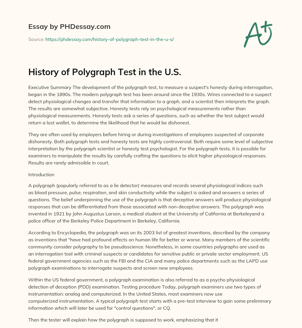 essay about polygraph test