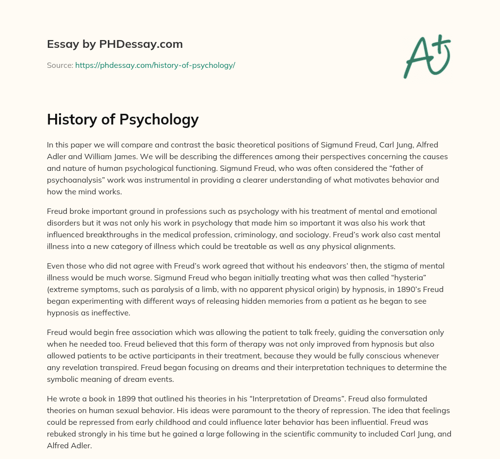 essay on history of psychology