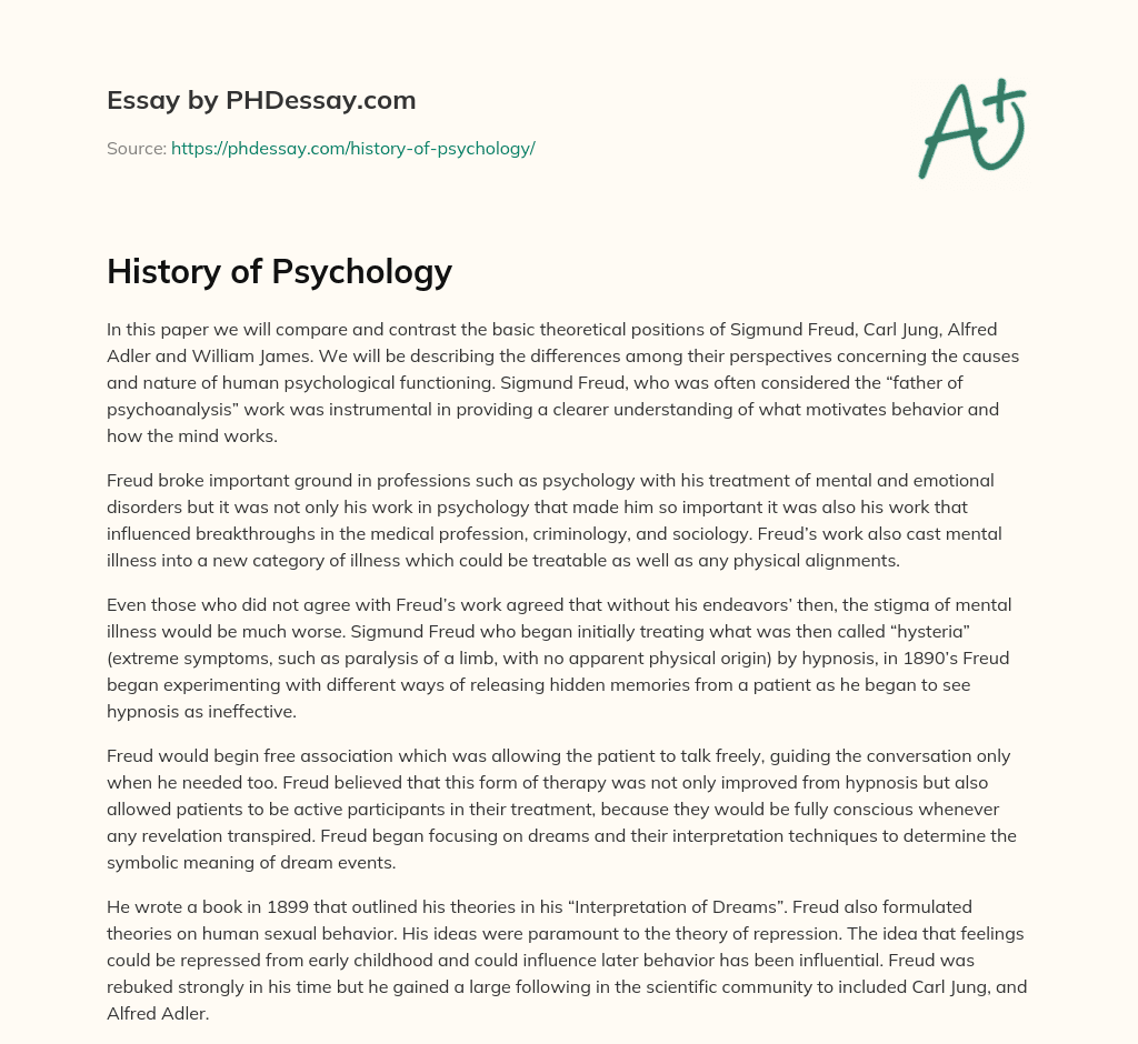 essay about psychology history