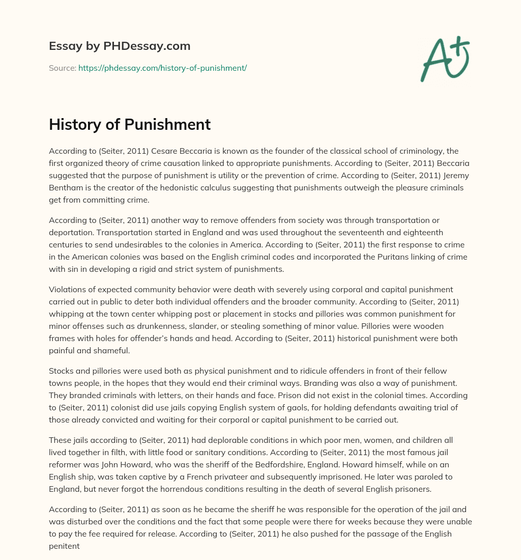 History of Punishment essay