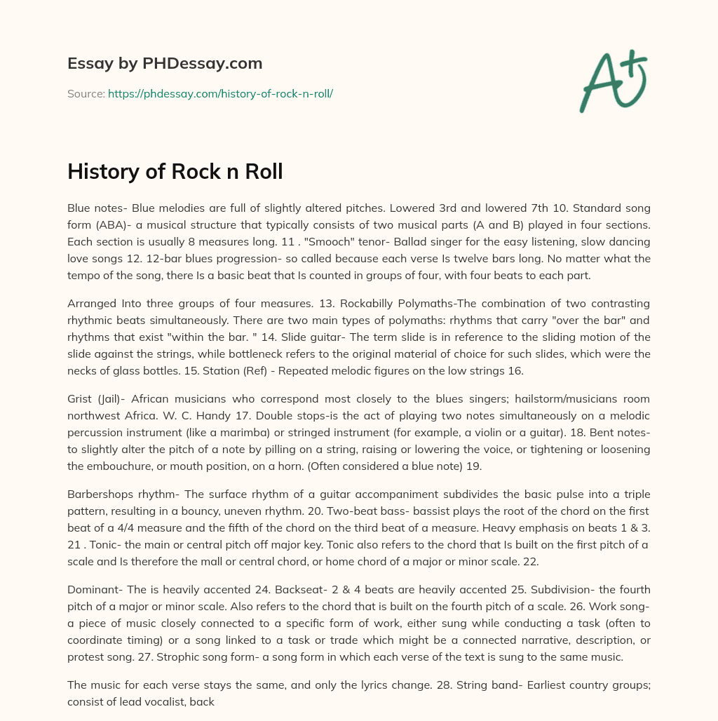 history of rock and roll written assignment 1