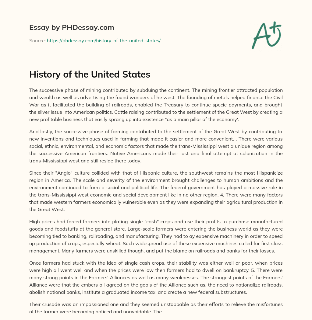 History of the United States essay
