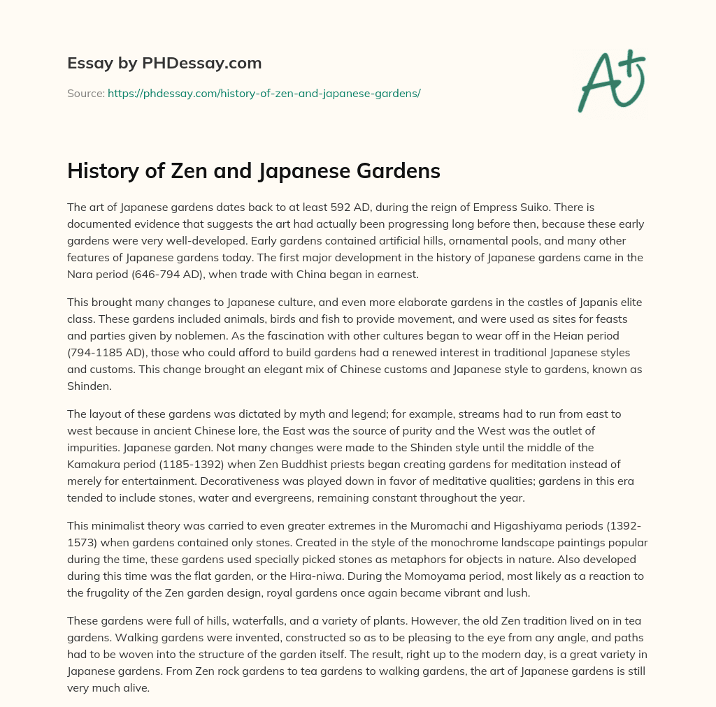 History of Zen and Japanese Gardens essay
