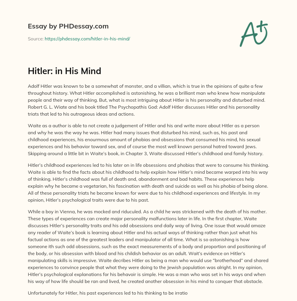 Hitler: in His Mind essay