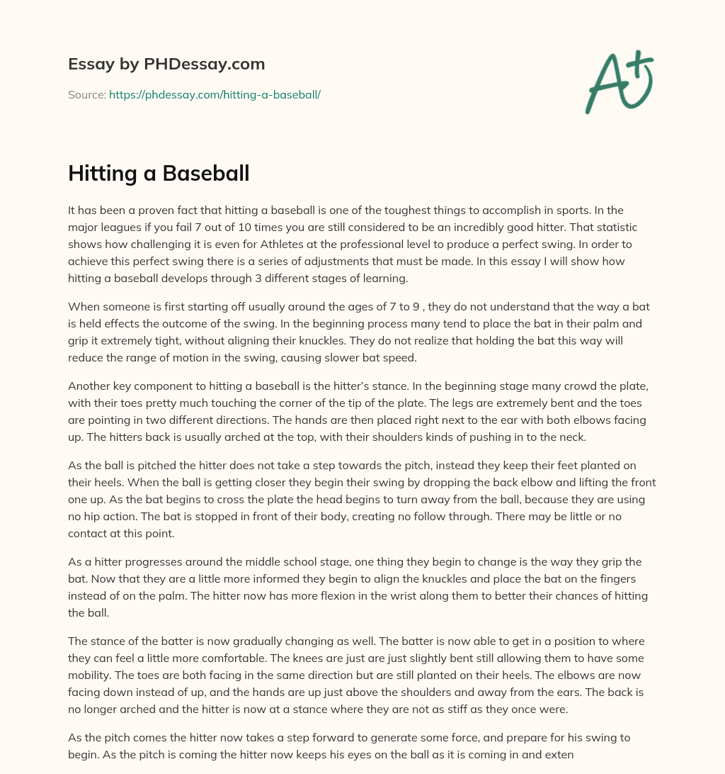 Hitting a Baseball essay