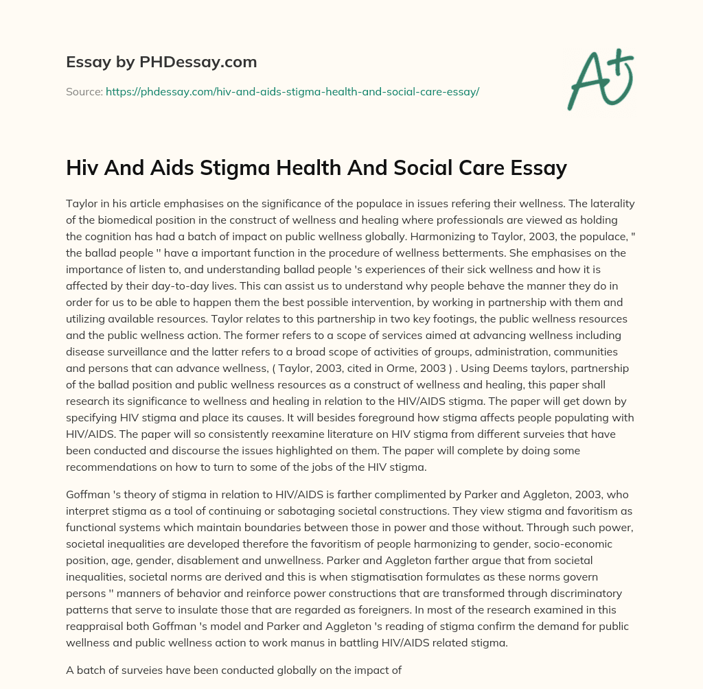 essay of hiv and aids