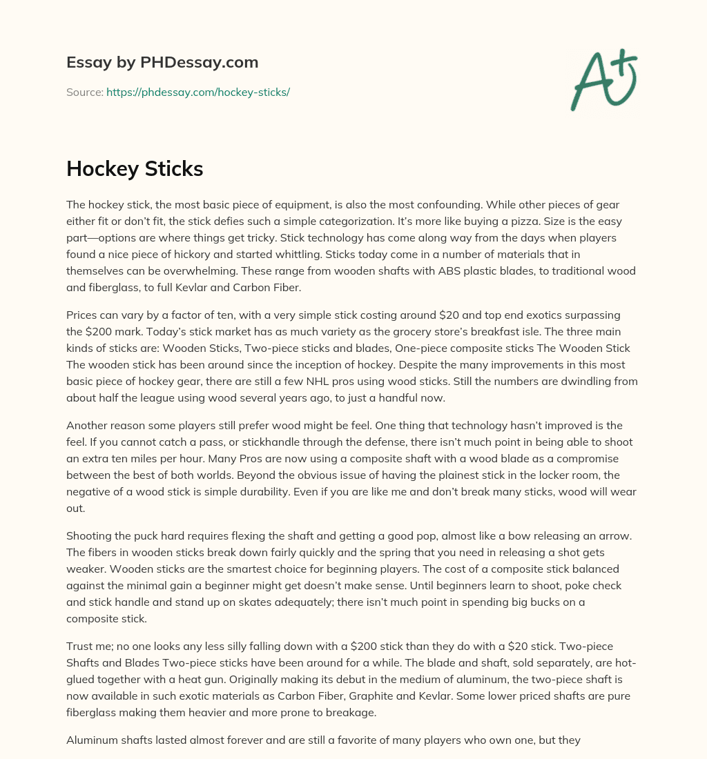 Hockey Sticks essay
