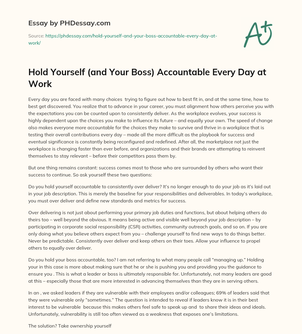 Hold Yourself (and Your Boss) Accountable Every Day at Work essay