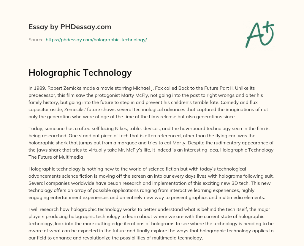 Holographic Technology essay