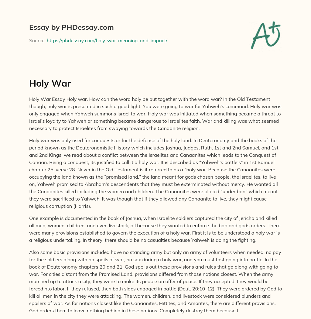 The Justification of Holy War in the Old Testament essay