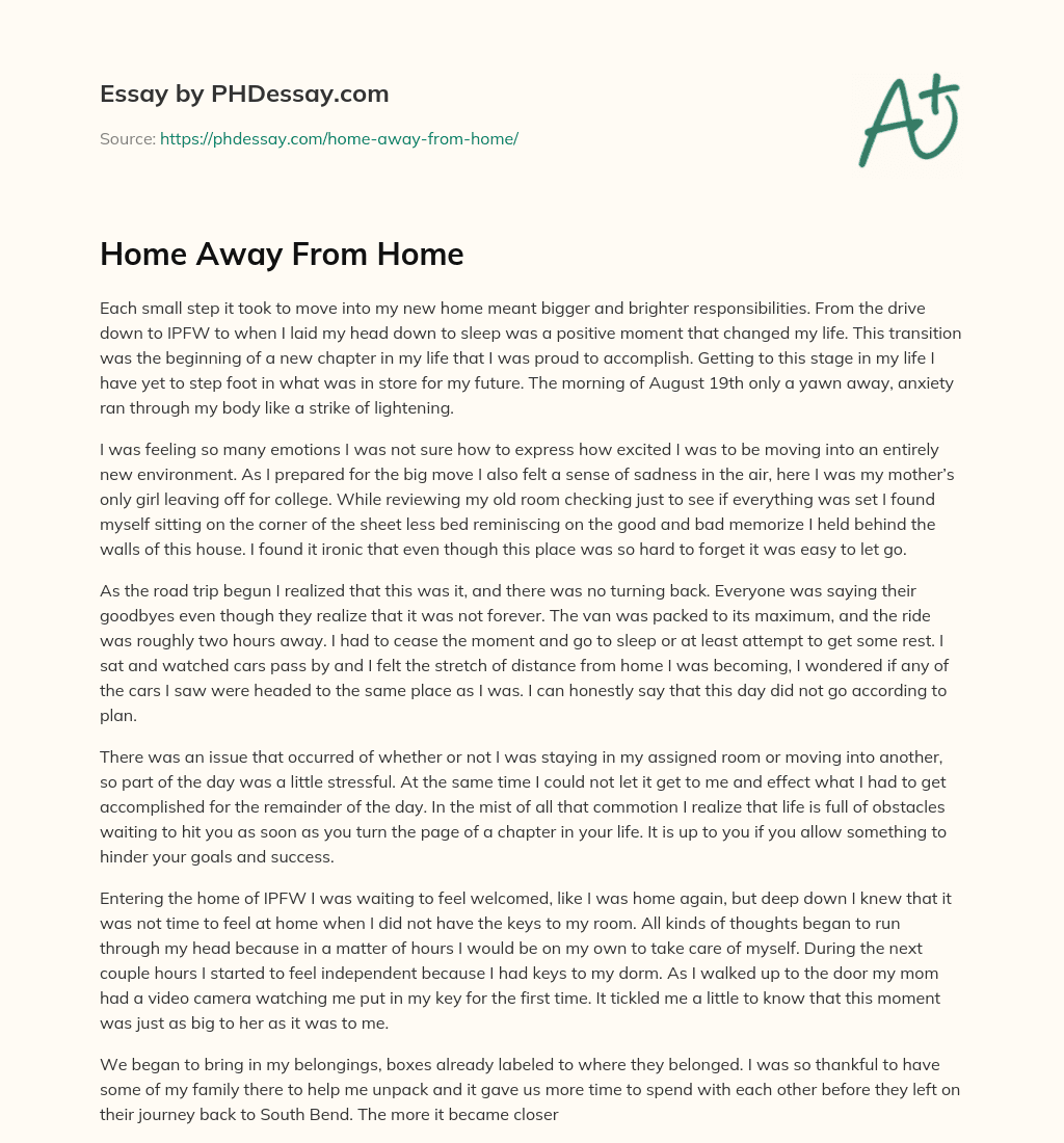 Home Away From Home essay