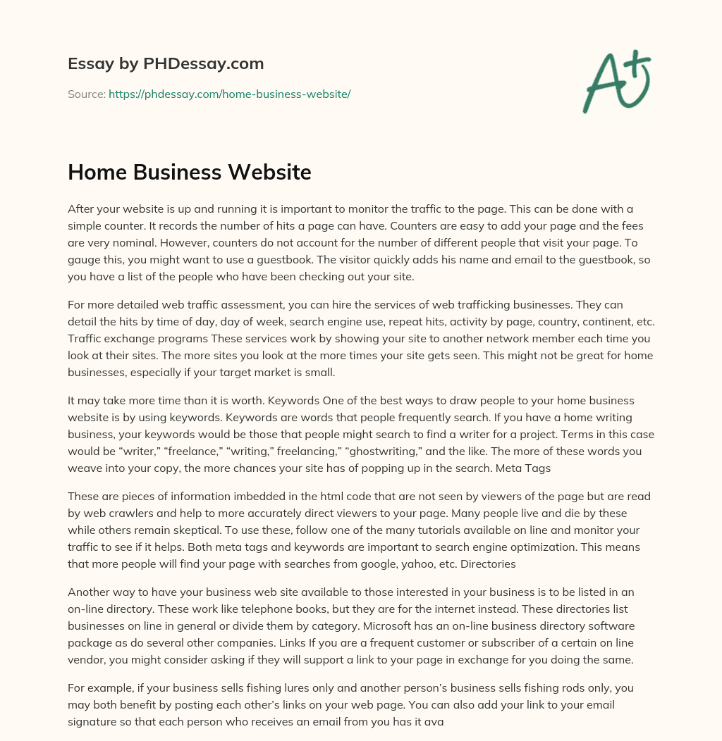 Home Business Website essay