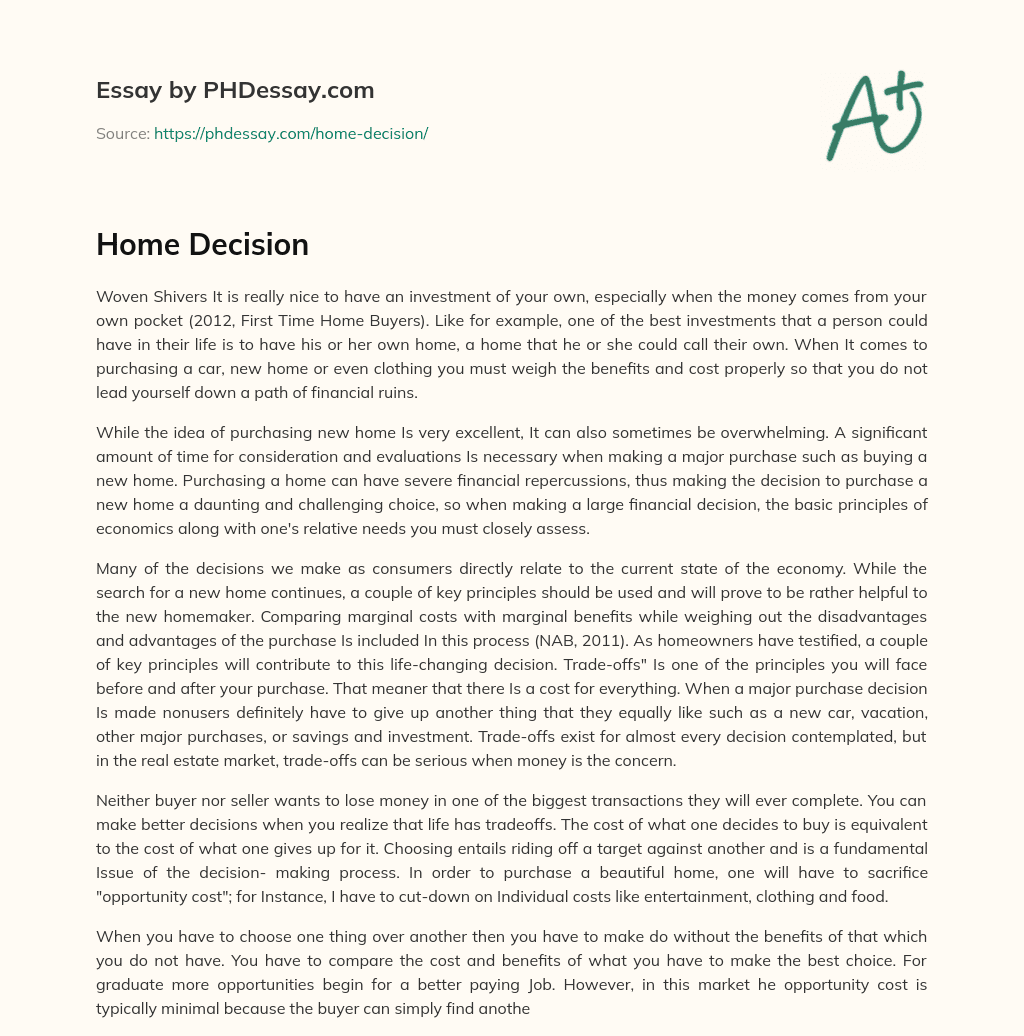 Home Decision essay