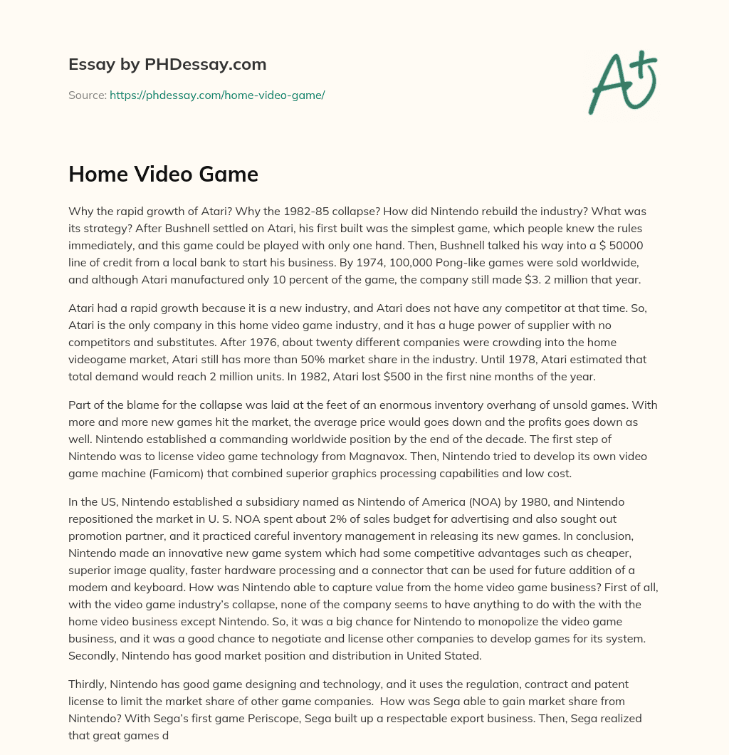 Home Video Game essay