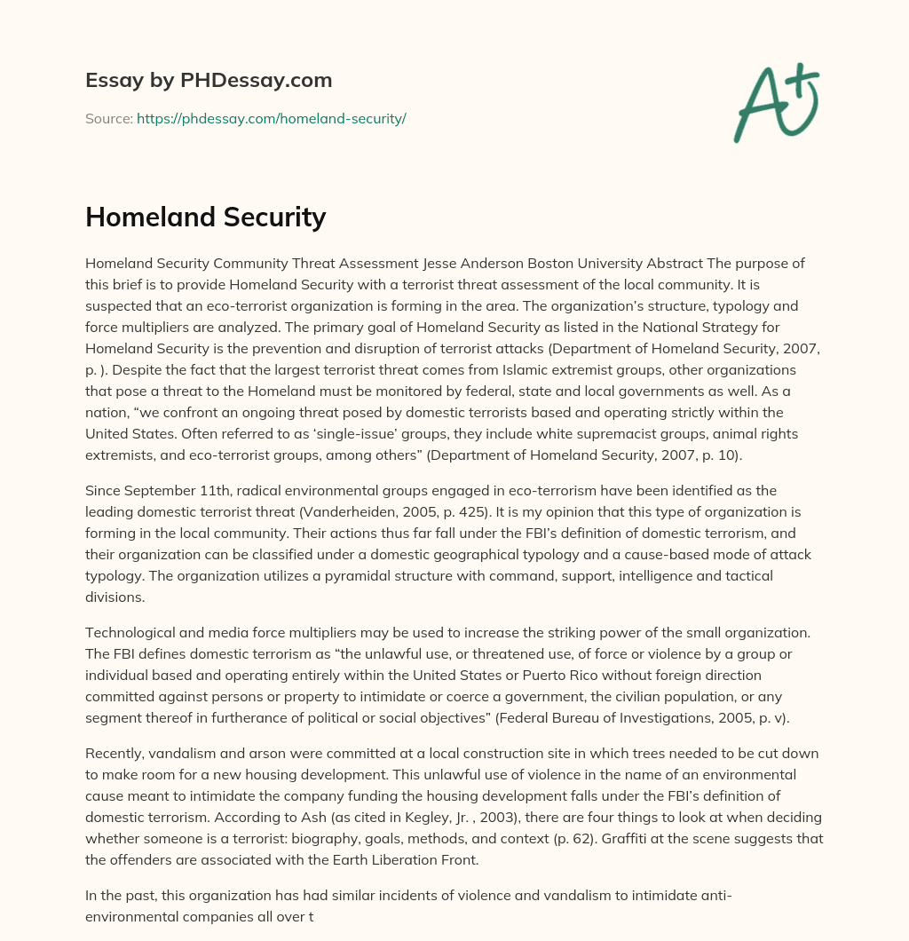 essay on homeland security