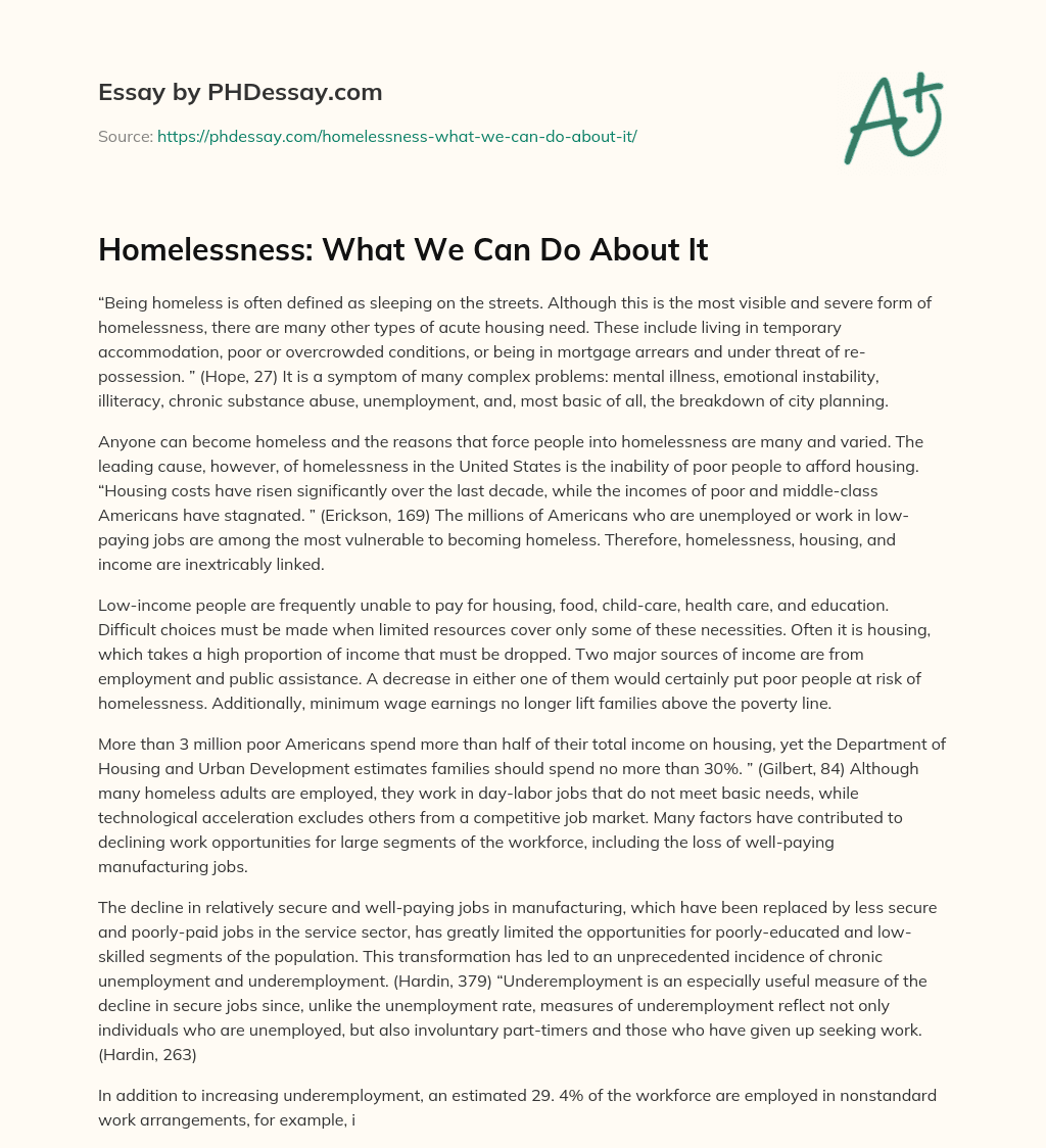 Homelessness: What We Can Do About It essay