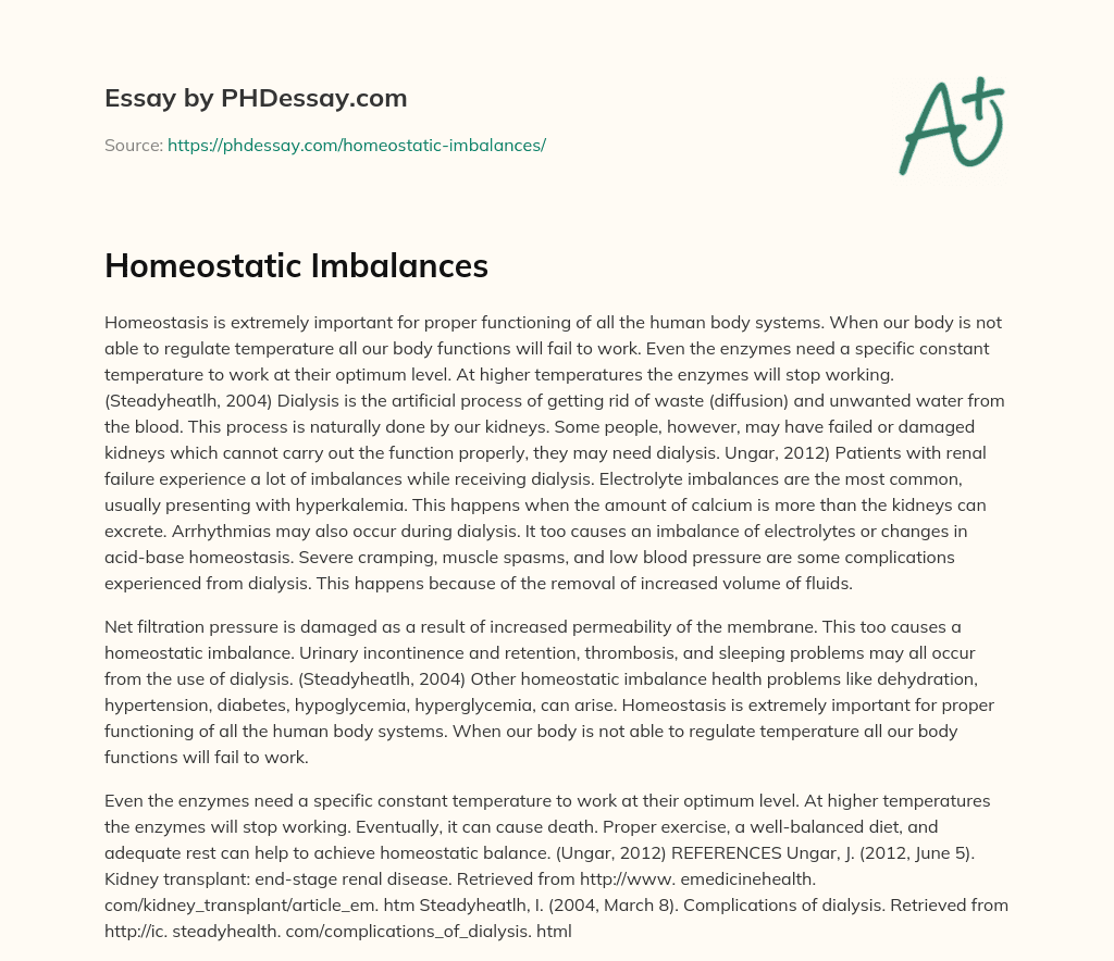 Homeostatic Imbalances essay