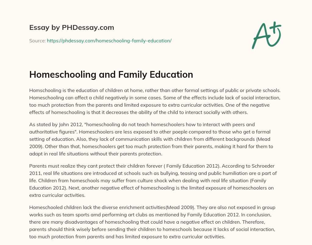 introduction for homeschooling essay