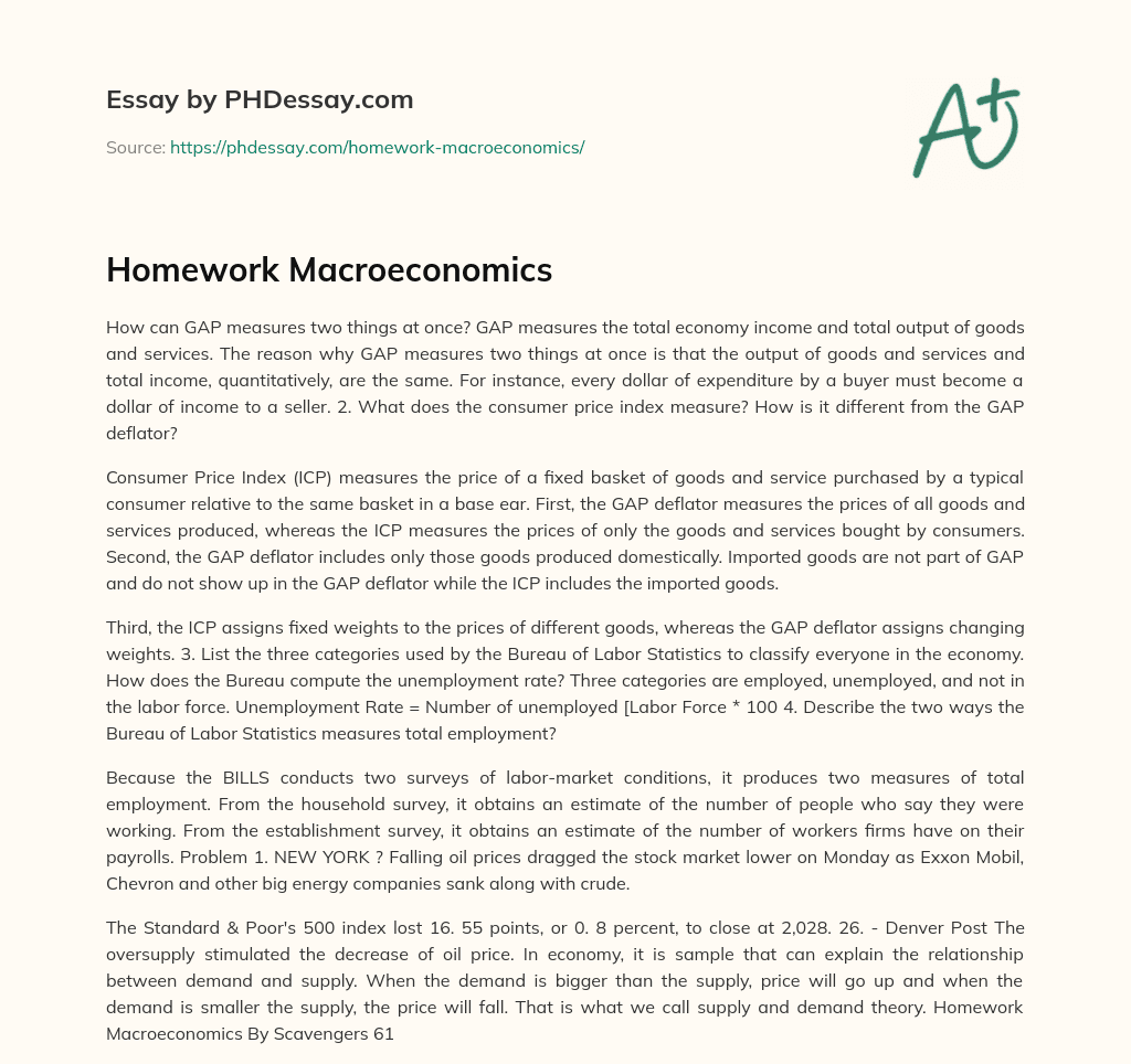 Homework Macroeconomics essay
