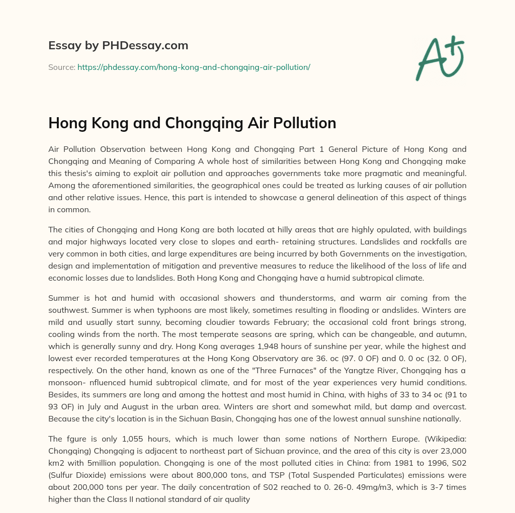 Hong Kong and Chongqing Air Pollution essay