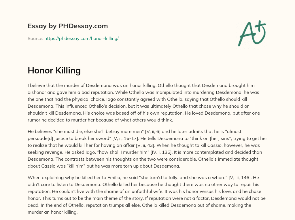Honor Killing essay