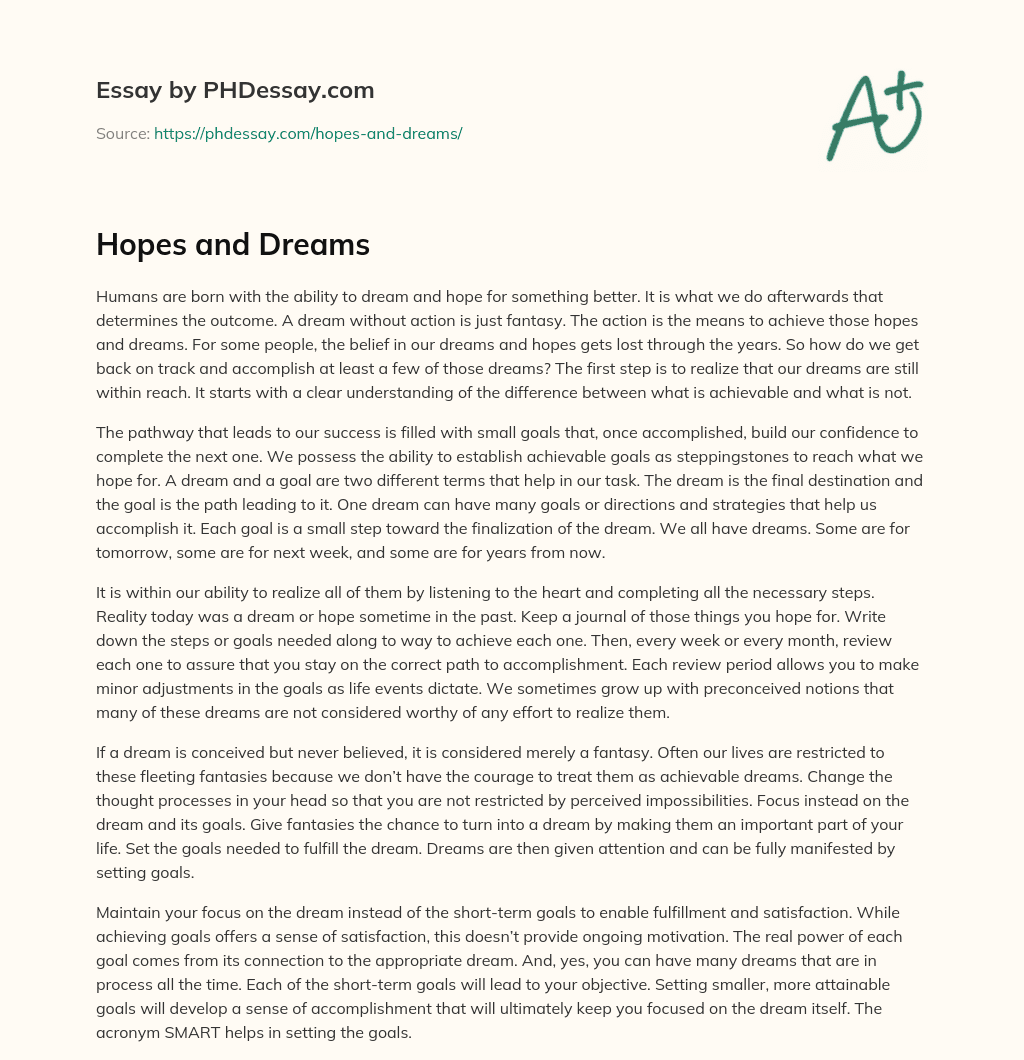 Hopes and Dreams essay