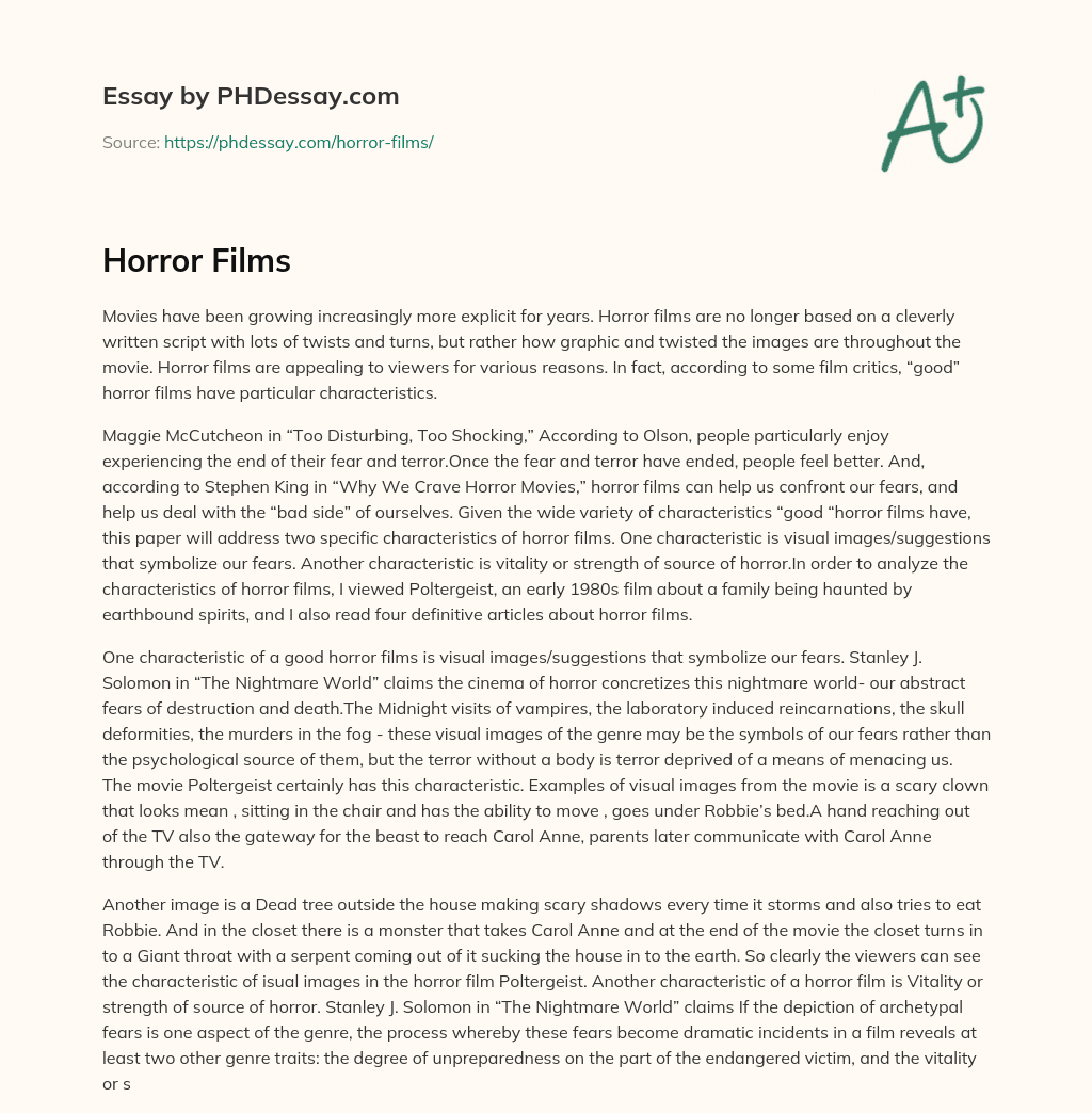 Horror Films essay