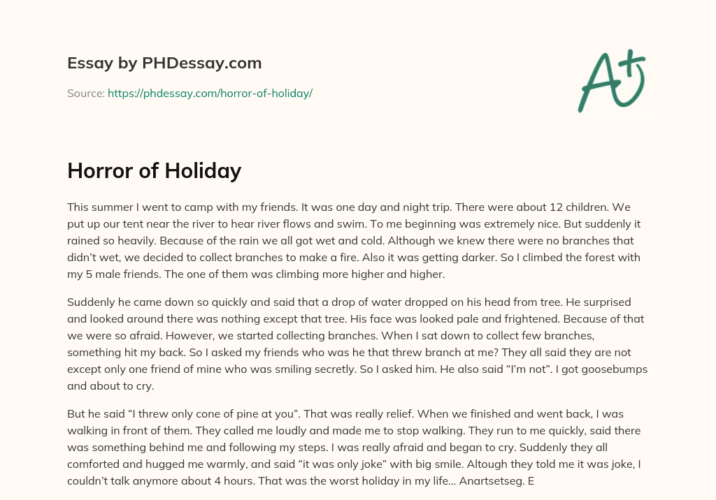 Horror of Holiday essay
