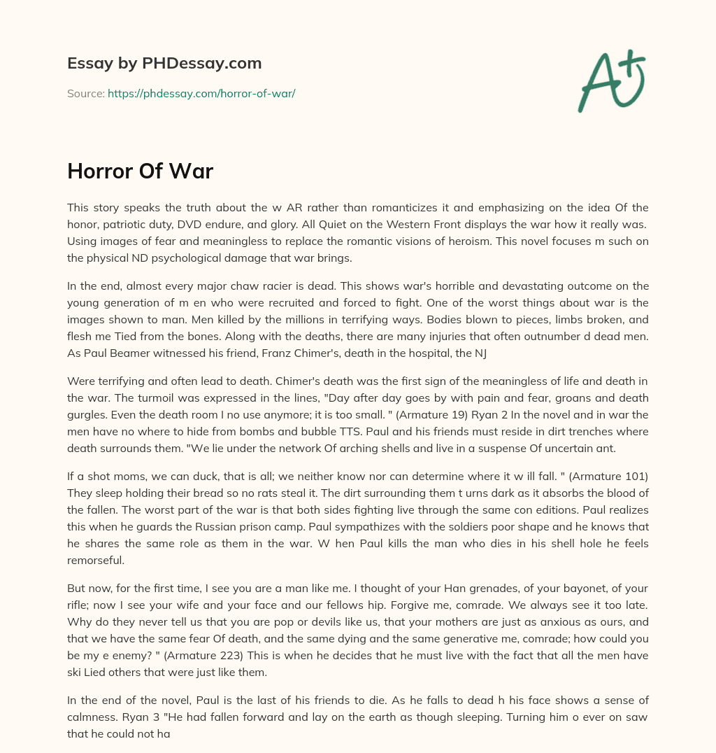 essay on horrors of war