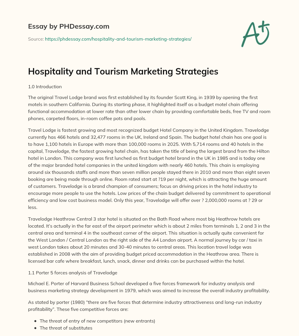 hospitality and tourism industry essay