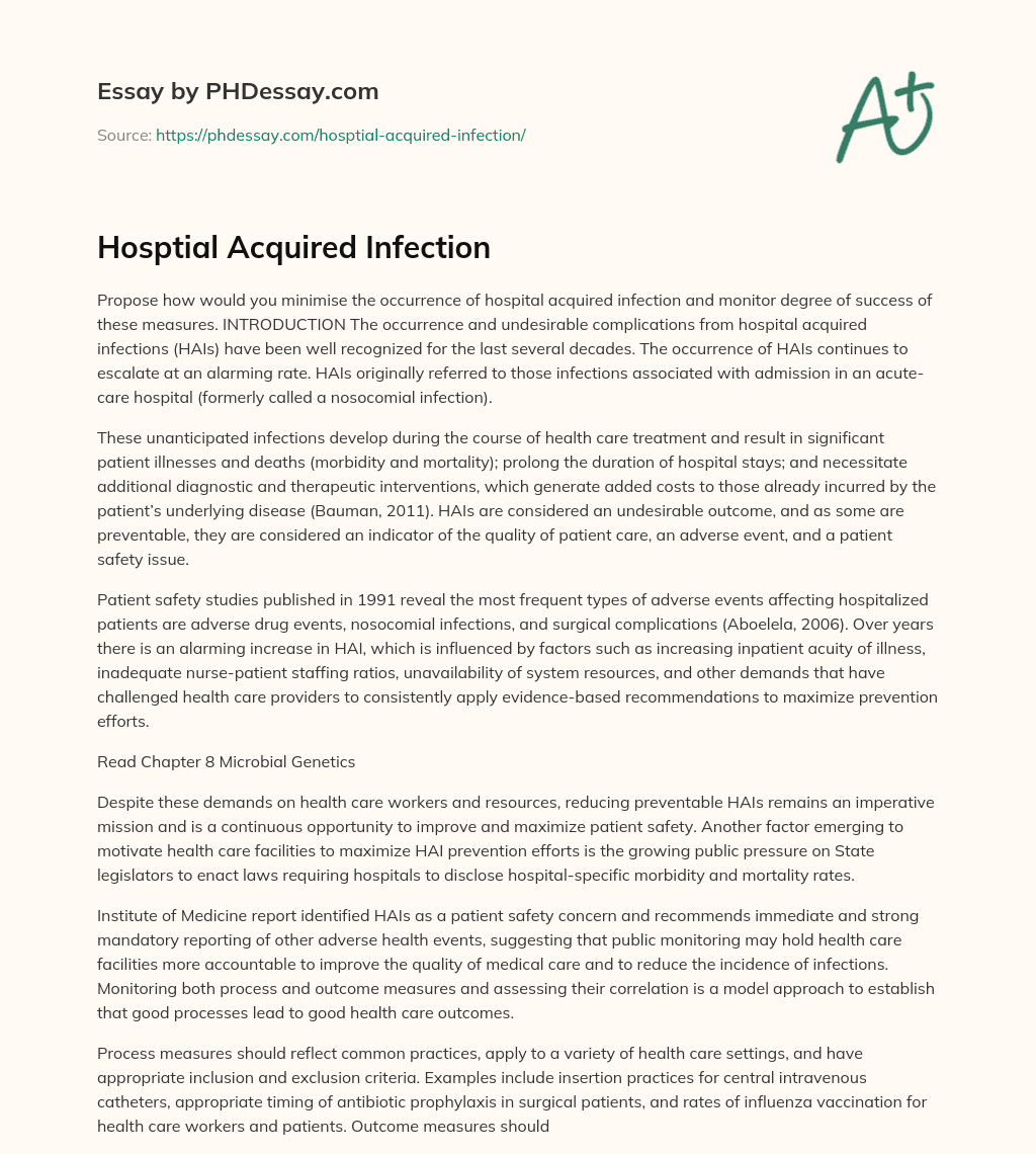 Hosptial Acquired Infection essay