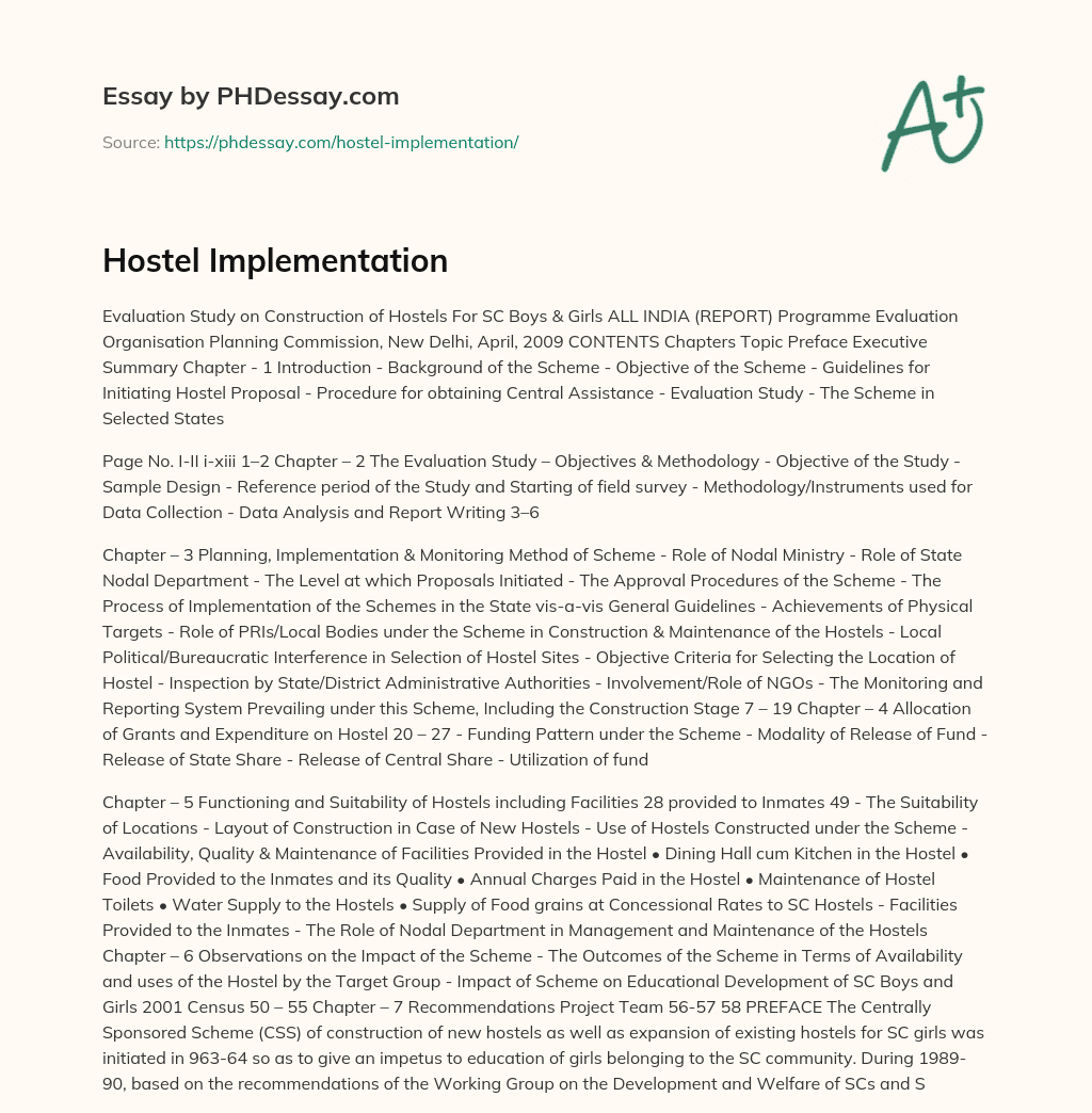Hostel Implementation essay