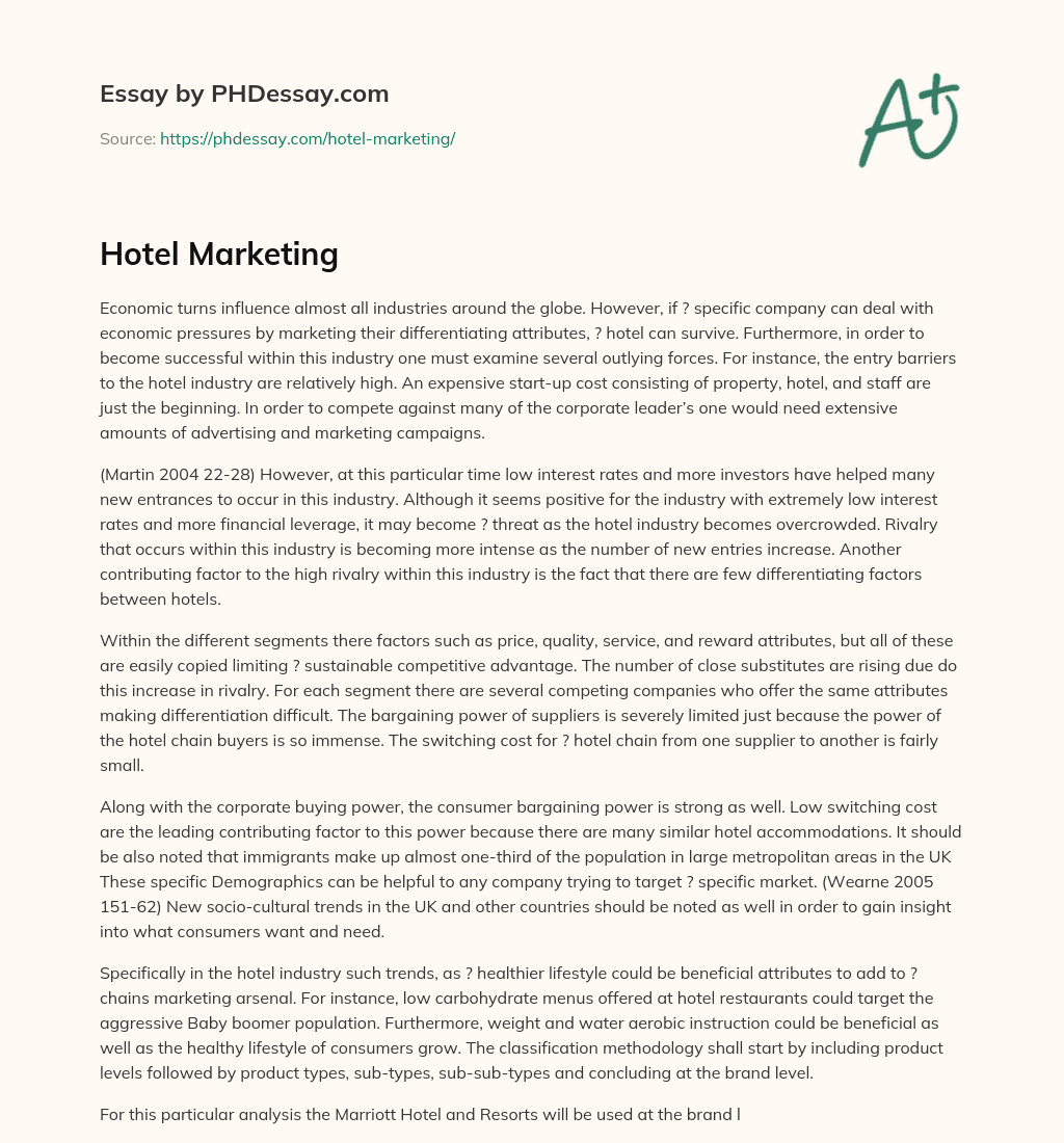 Hotel Marketing essay