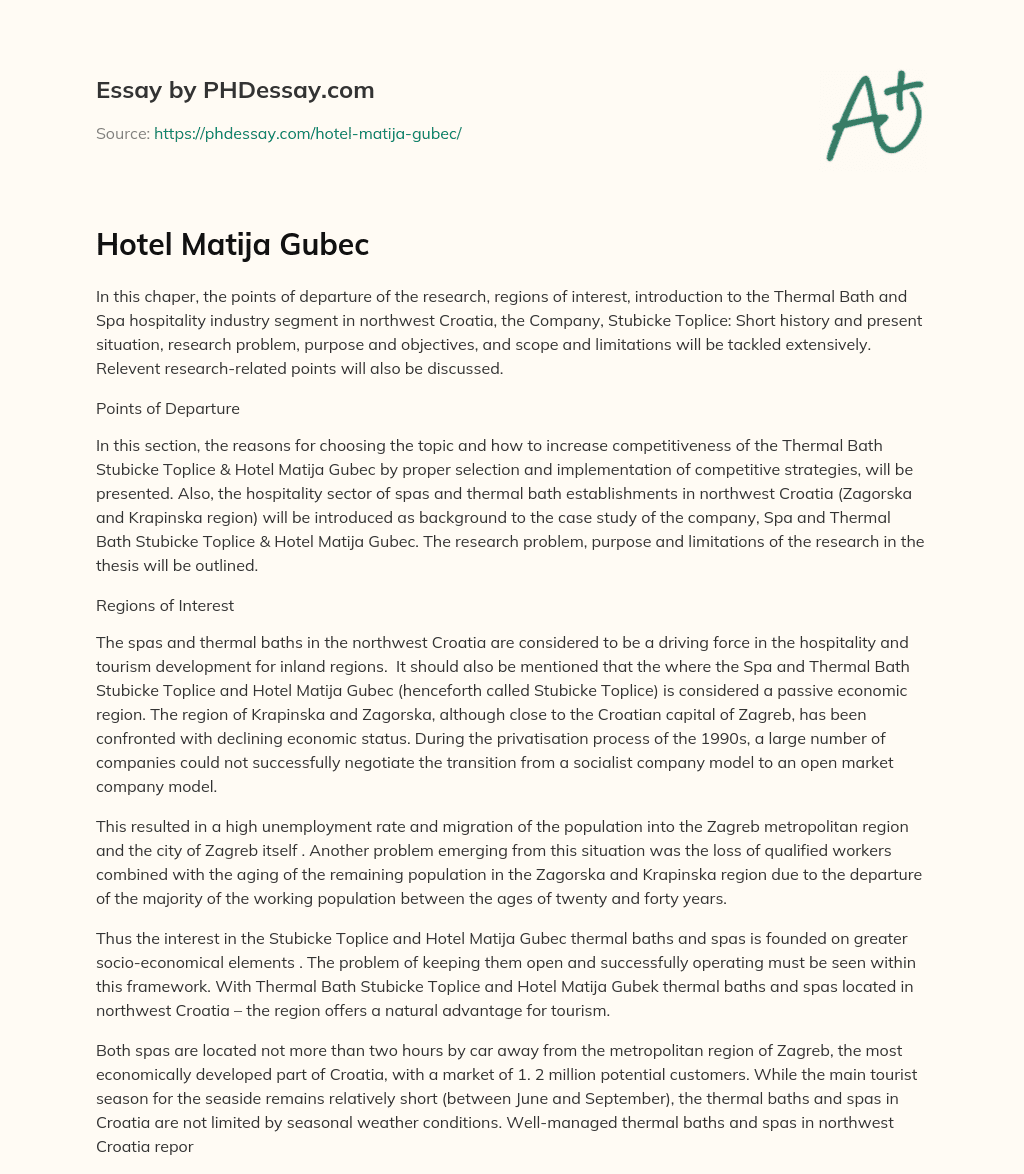 Hotel Matija Gubec essay