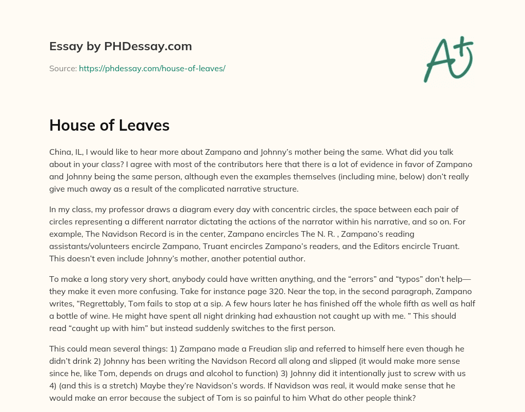 House of Leaves essay