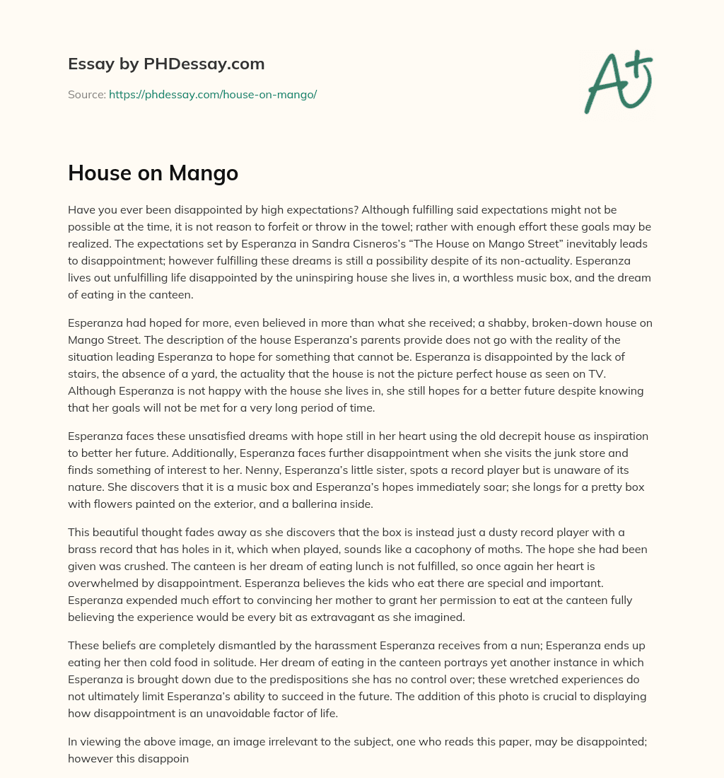 House on Mango essay
