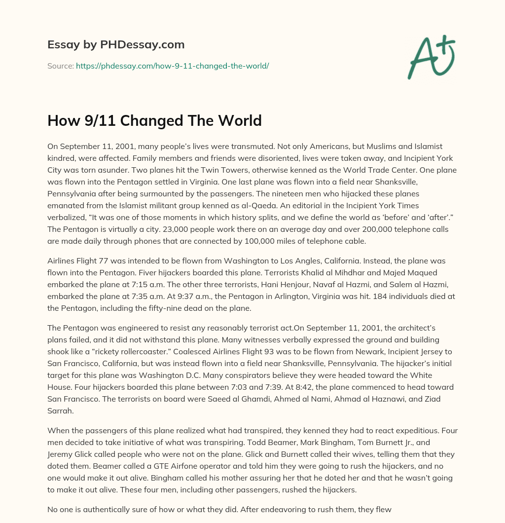 college essay about 911