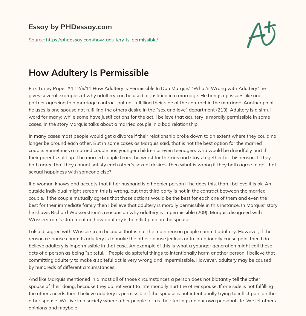 How Adultery Is Permissible essay