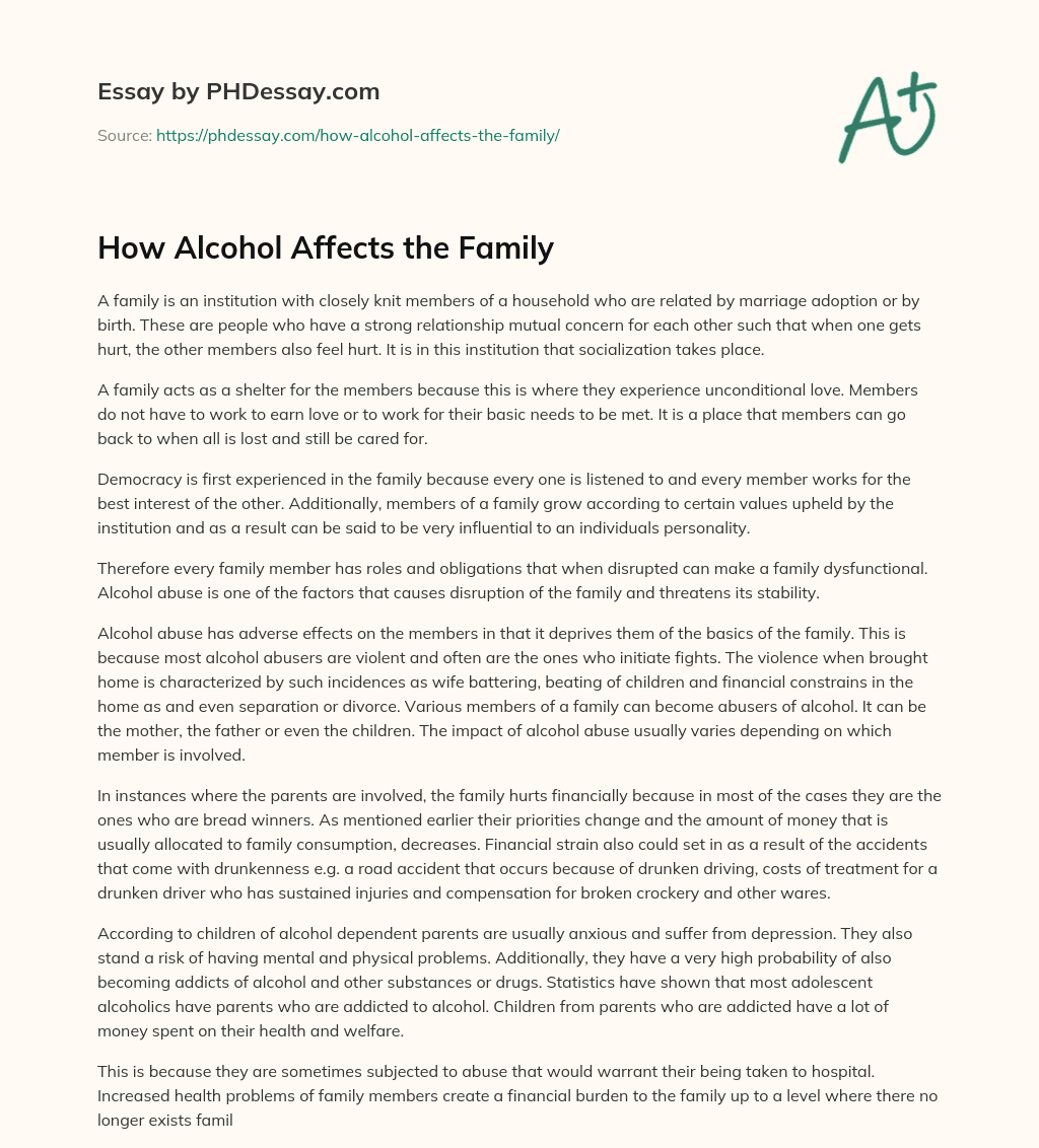 alcoholism in the family essay