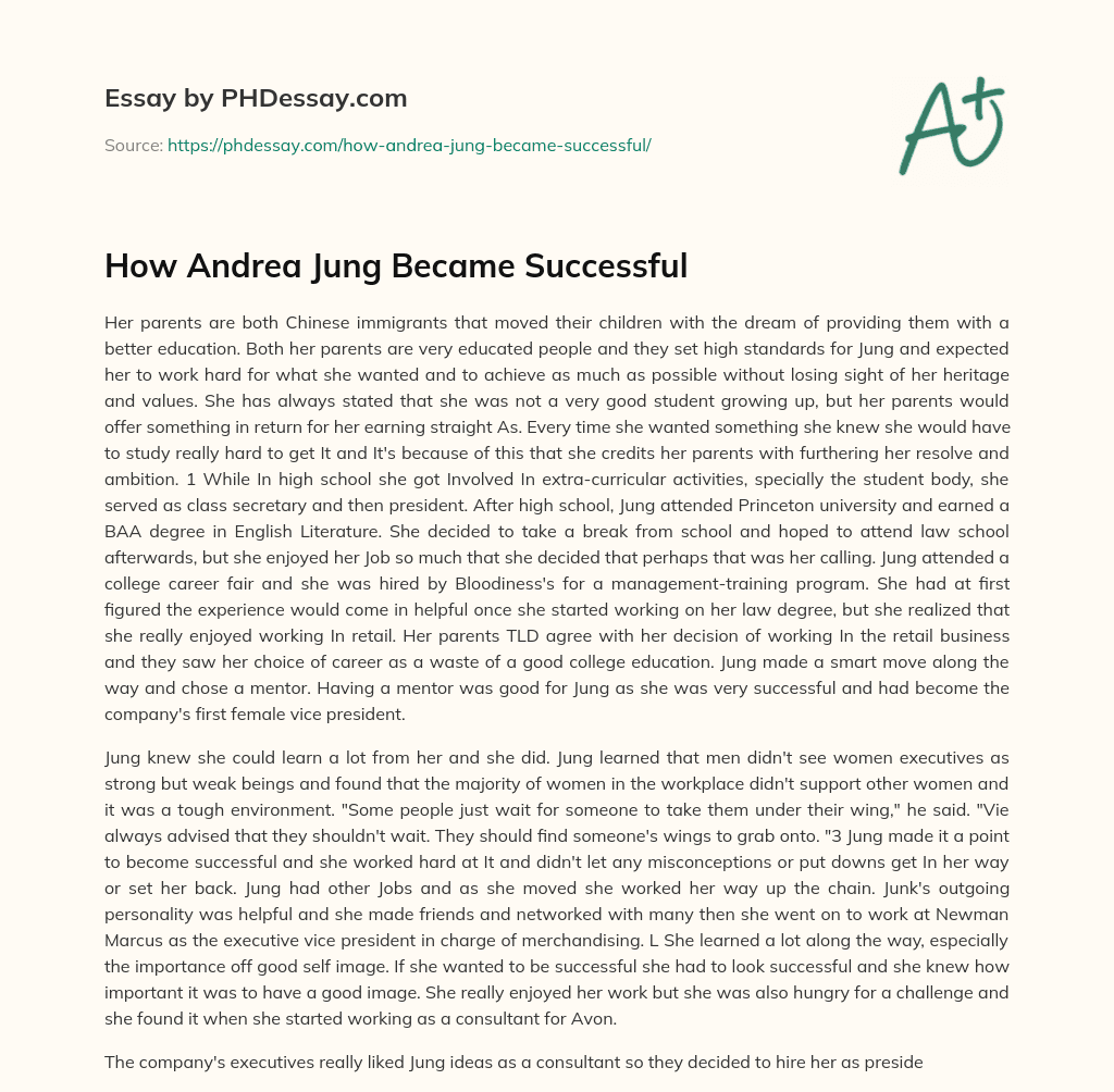 How Andrea Jung Became Successful essay