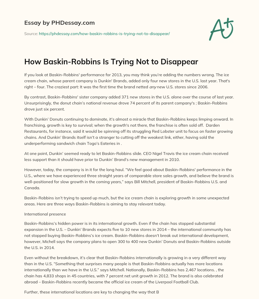 How Baskin-Robbins Is Trying Not to Disappear essay