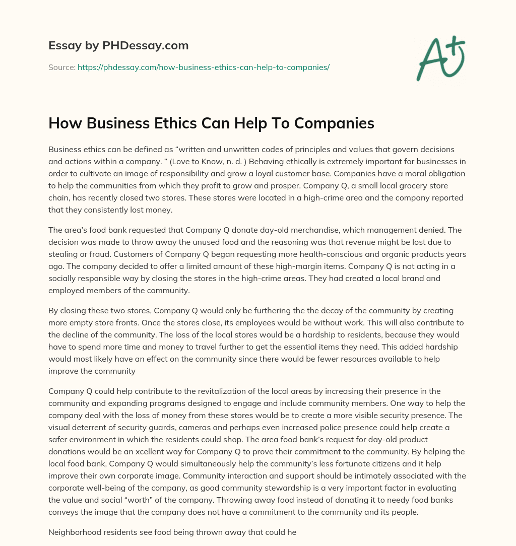 How Business Ethics Can Help To Companies essay