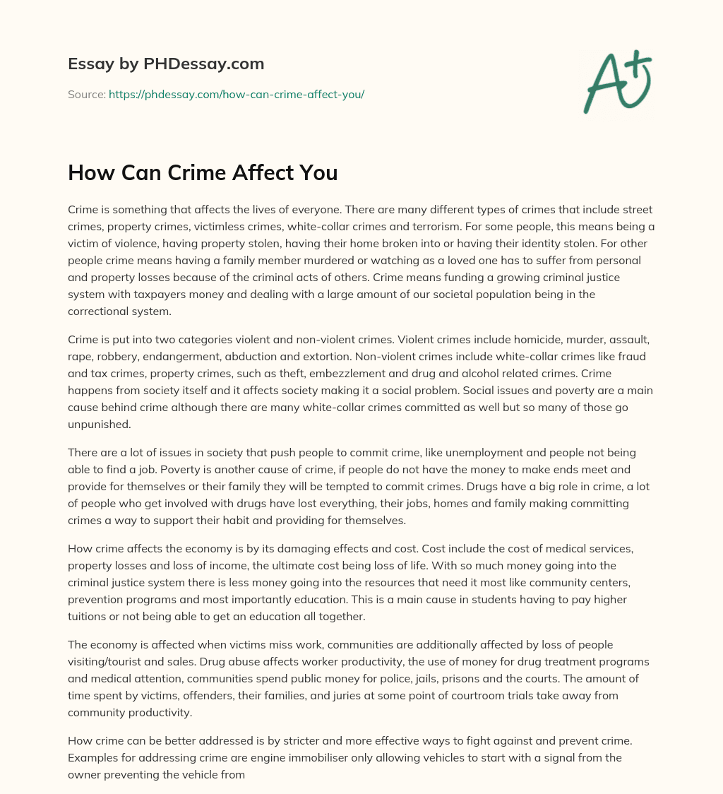 How Can Crime Affect You essay