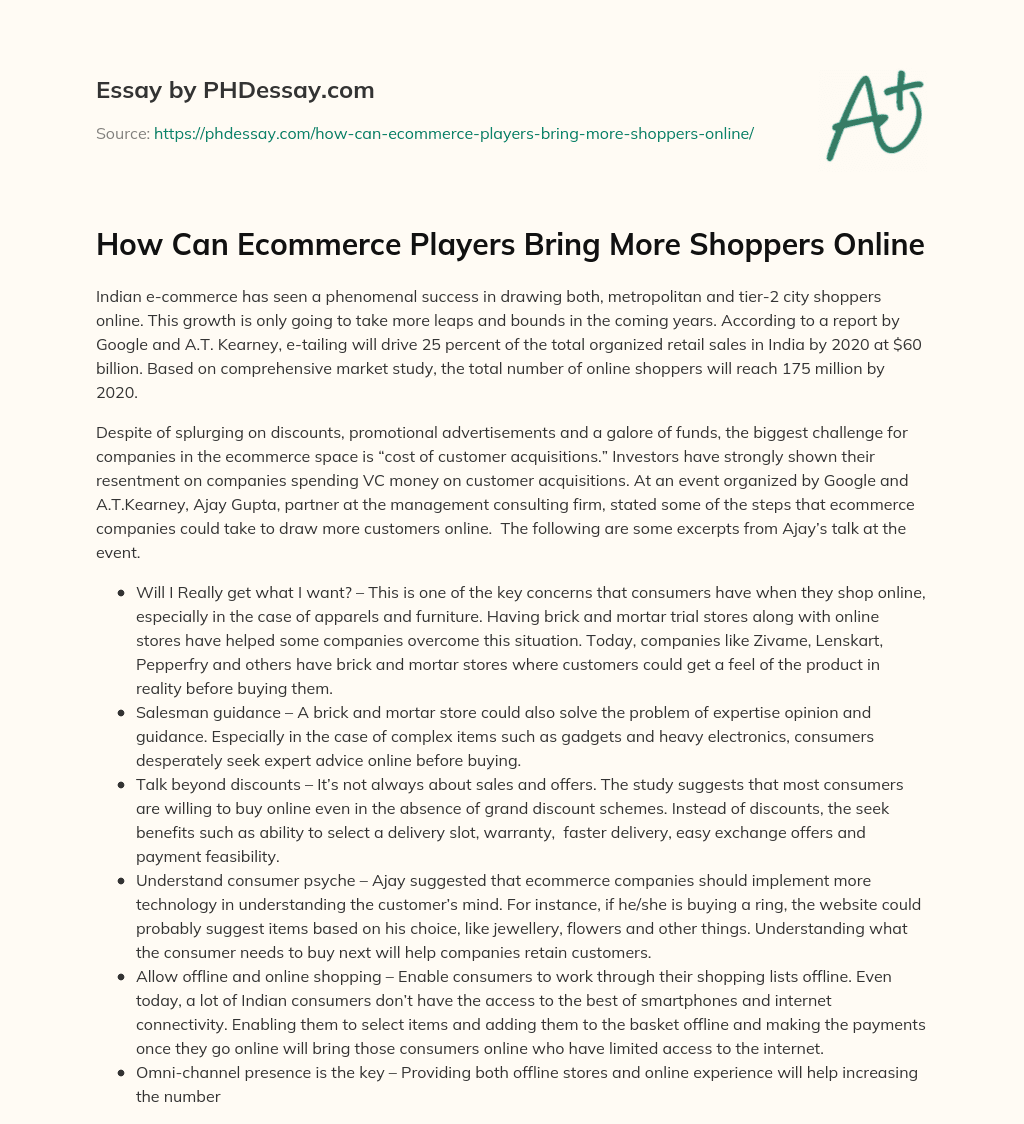 How Can Ecommerce Players Bring More Shoppers Online essay