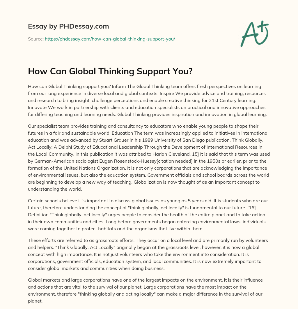 How Can Global Thinking Support You? essay