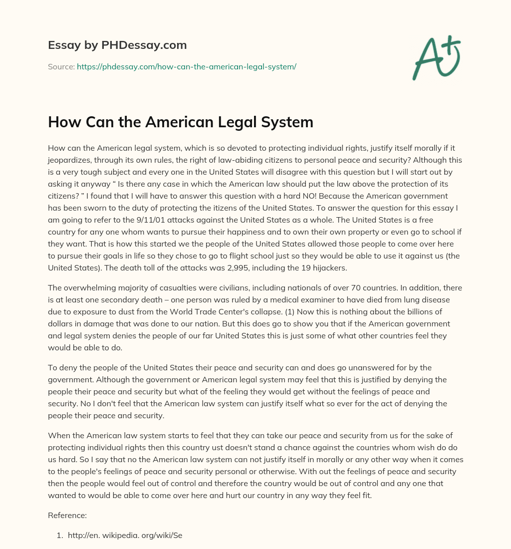 How Can the American Legal System essay
