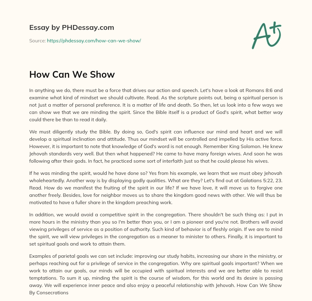 How Can We Show essay