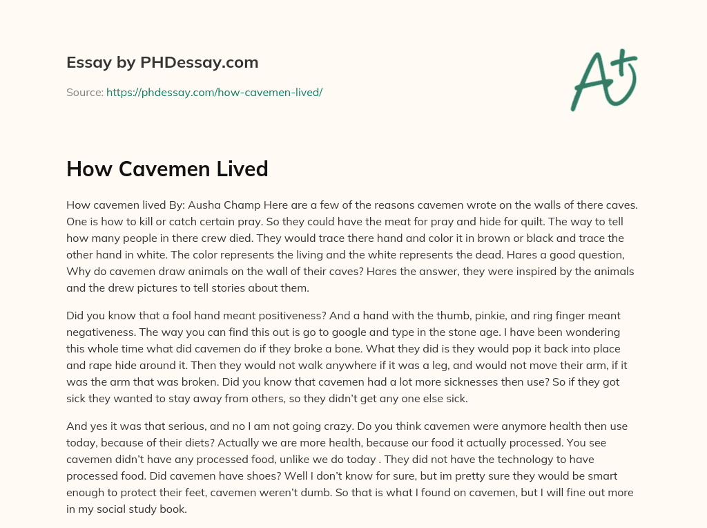How Cavemen Lived essay