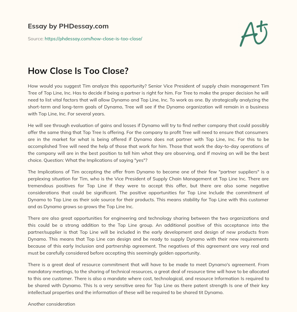 How Close Is Too Close? essay