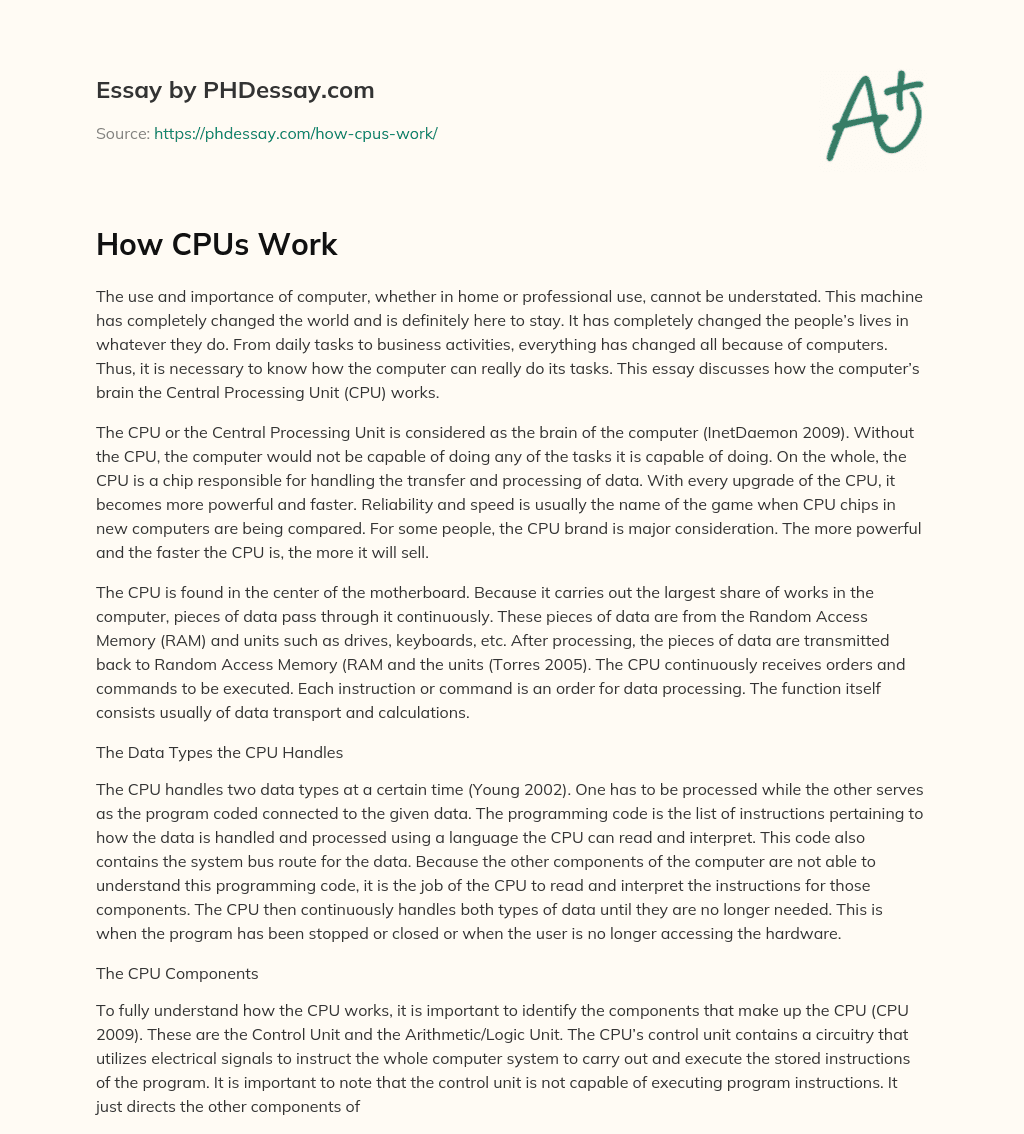 How CPUs Work essay